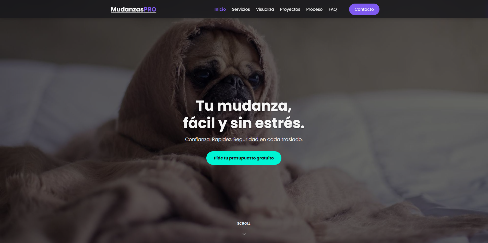 Desarrollo landing page interactiva para startup de mudanzas